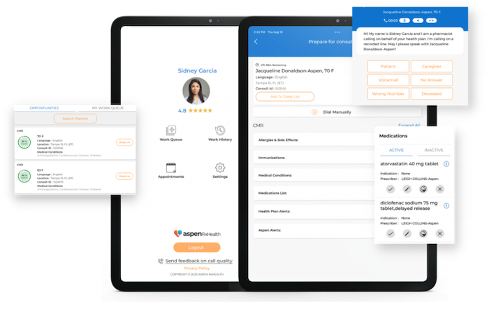Aspen RxHealth alliance application on an ipad