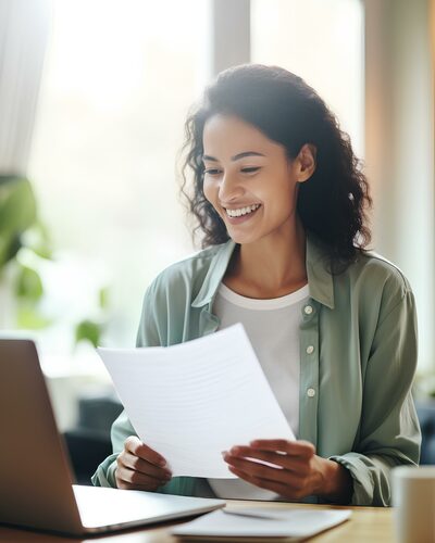 female remote pharmacist working on laptop